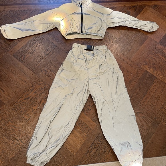 SHEIN reflective crop jacket and pants set